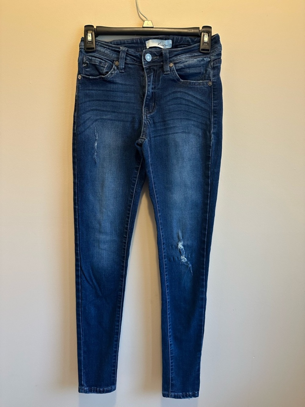 Kancan Girls 3/25 Dark Wash Skinny MidRise Waist Distressed Comfy Pockets #60340